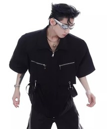 【26年春夏新作】ジップデザインベルトギミック半袖シャツ