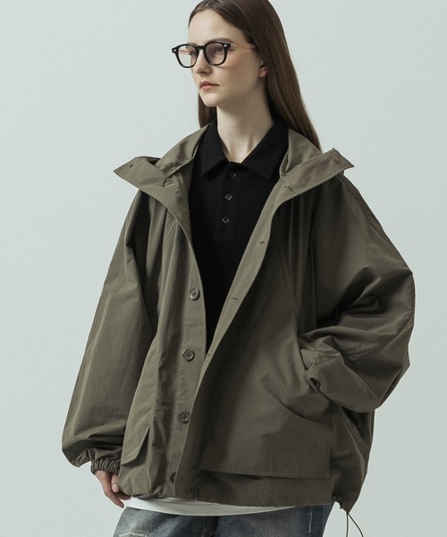 SLICK(スリック)の「【ZOZO限定】 SLICK/スリック Oversized Dolman Sleeve Hooded Jacket/オーバーサイズ ドルマンスリーブ フーデッドジャケット/オーバーサイズ(ポンチョ・メンズ・ブラック/カーキ・1/2)」の3枚目の写真