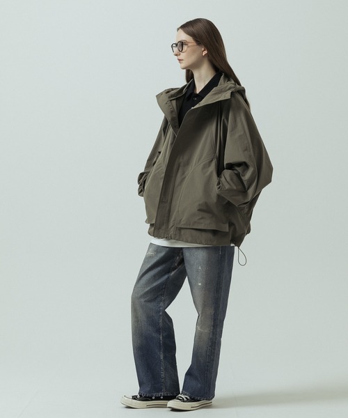 SLICK(スリック)の「【ZOZO限定】 SLICK/スリック Oversized Dolman Sleeve Hooded Jacket/オーバーサイズ ドルマンスリーブ フーデッドジャケット/オーバーサイズ(ポンチョ・メンズ・ブラック/カーキ・1/2)」の13枚目の写真