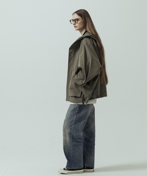 SLICK(スリック)の「【ZOZO限定】 SLICK/スリック Oversized Dolman Sleeve Hooded Jacket/オーバーサイズ ドルマンスリーブ フーデッドジャケット/オーバーサイズ(ポンチョ・メンズ・ブラック/カーキ・1/2)」の16枚目の写真