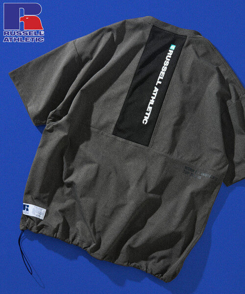 Russell Athletic(ラッセルアスレティック)の「限定展開 RUSSEL ATHLETIC×FREAK'S STORE/ラッセルアスレティック 別注 ビッグシルエット 切り替えバックデザイン ヘムコード Tシャツ(Tシャツ/カットソー・メンズ・スミクロ/ブラック/ホワイト・MEDIUM/SMALL/LARGE)」の1枚目の写真