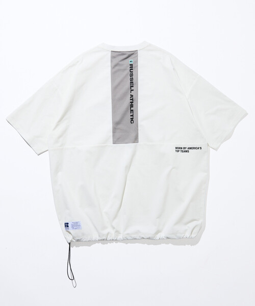 Russell Athletic(ラッセルアスレティック)の「限定展開 RUSSEL ATHLETIC×FREAK'S STORE/ラッセルアスレティック 別注 ビッグシルエット 切り替えバックデザイン ヘムコード Tシャツ(Tシャツ/カットソー・メンズ・スミクロ/ブラック/ホワイト・MEDIUM/SMALL/LARGE)」の5枚目の写真