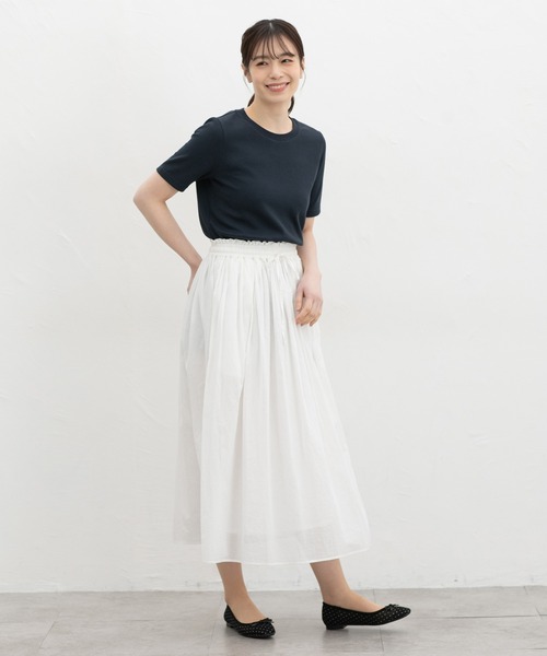 Honeys(ハニーズ)の「【UVカット】半袖ワッフルTシャツ(Tシャツ/カットソー・レディース・ネイビー/ホワイト×ブラック/ホワイト×ブルー/サックスブルー/オフホワイト/ホワイト×ピンク・L/LL/S/M)」の10枚目の写真
