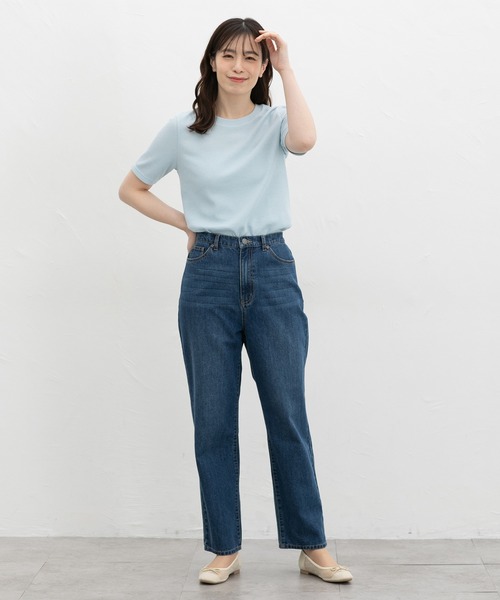 Honeys(ハニーズ)の「【UVカット】半袖ワッフルTシャツ(Tシャツ/カットソー・レディース・ネイビー/ホワイト×ブラック/ホワイト×ブルー/サックスブルー/オフホワイト/ホワイト×ピンク・L/LL/S/M)」の12枚目の写真