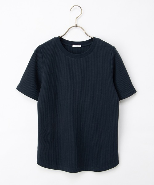 Honeys(ハニーズ)の「【UVカット】半袖ワッフルTシャツ(Tシャツ/カットソー・レディース・ネイビー/ホワイト×ブラック/ホワイト×ブルー/サックスブルー/オフホワイト/ホワイト×ピンク・L/LL/S/M)」の22枚目の写真