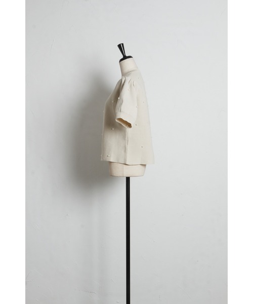 tocco closet（トッコ　クローゼット）の「【ZOZO限定】パール装飾スカラップ半袖カーディガン（カーディガン/ボレロ・レディース・ベージュ/ブラック/ピンク/オフホワイト/ブルー・M）」の11枚目の写真