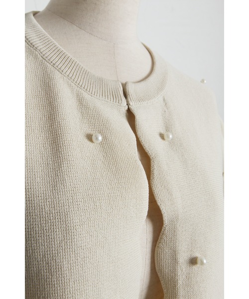 tocco closet（トッコ　クローゼット）の「【ZOZO限定】パール装飾スカラップ半袖カーディガン（カーディガン/ボレロ・レディース・ベージュ/ブラック/ピンク/オフホワイト/ブルー・M）」の14枚目の写真