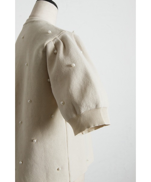 tocco closet（トッコ　クローゼット）の「【ZOZO限定】パール装飾スカラップ半袖カーディガン（カーディガン/ボレロ・レディース・ベージュ/ブラック/ピンク/オフホワイト/ブルー・M）」の17枚目の写真