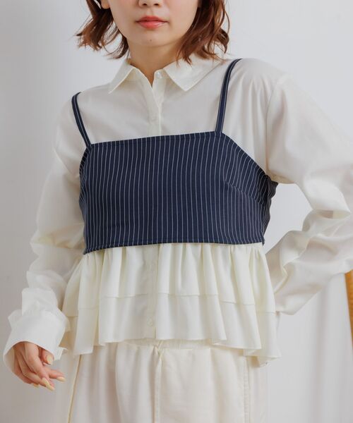 RETRO GIRL(レトロガール)の「【セットアイテム】ストライプビスチェSETシャツ(シャツ/ブラウス・レディース・ブラック系その他/ブルー系その他/グレー系その他・FREE)」の3枚目の写真