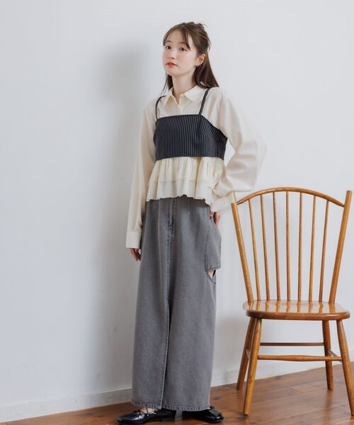 RETRO GIRL(レトロガール)の「【セットアイテム】ストライプビスチェSETシャツ(シャツ/ブラウス・レディース・ブラック系その他/ブルー系その他/グレー系その他・FREE)」の7枚目の写真