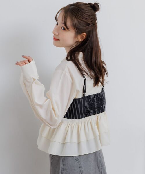 RETRO GIRL(レトロガール)の「【セットアイテム】ストライプビスチェSETシャツ(シャツ/ブラウス・レディース・ブラック系その他/ブルー系その他/グレー系その他・FREE)」の11枚目の写真