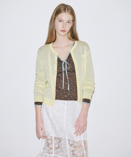 SINOON(シヌーン)の「Double Button Cardigan (Lemon Yellow)(カーディガン/ボレロ・レディース・イエロー・FREE)」の1枚目の写真