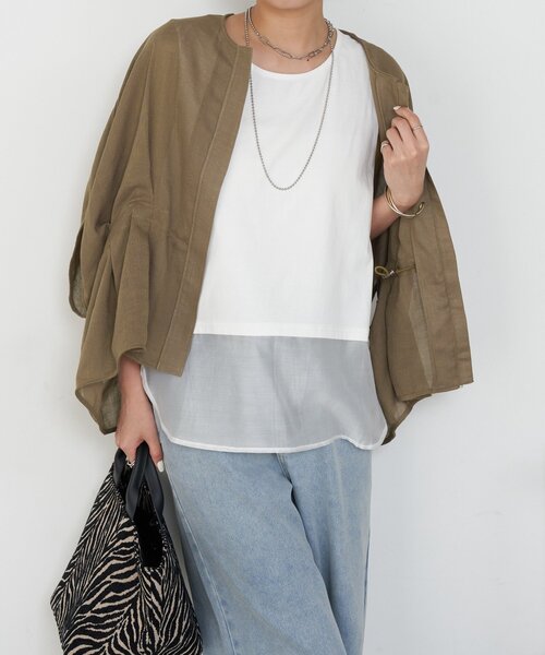 Jena espace merveilleux（ジェナ　エスパスメルヴェイユ）の「ドロストタックブルゾン（ベスト・レディース・チャコールグレー/ベージュ/ブラウン・FREE）」の3枚目の写真