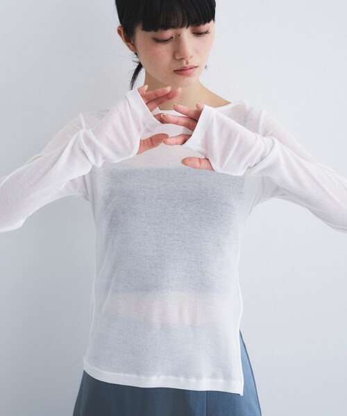 CODE A(コードエー)の「jersey ribbon pullover(Tシャツ/カットソー・レディース・ホワイト/ブラック/ライトイエロー系・00)」の7枚目の写真