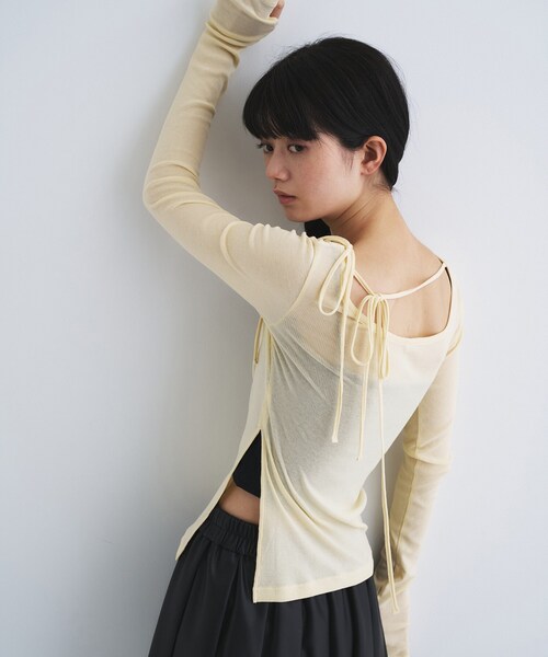 CODE A(コードエー)の「jersey ribbon pullover(Tシャツ/カットソー・レディース・ホワイト/ブラック/ライトイエロー系・00)」の10枚目の写真