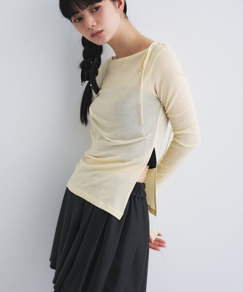 CODE A(コードエー)の「jersey ribbon pullover(Tシャツ/カットソー・レディース・ホワイト/ブラック/ライトイエロー系・00)」の11枚目の写真