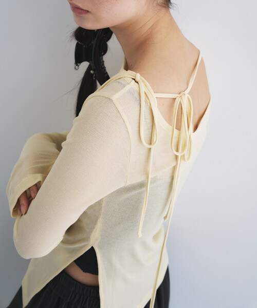 CODE A(コードエー)の「jersey ribbon pullover(Tシャツ/カットソー・レディース・ホワイト/ブラック/ライトイエロー系・00)」の14枚目の写真