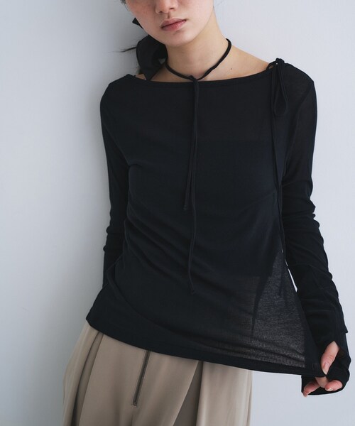 CODE A(コードエー)の「jersey ribbon pullover(Tシャツ/カットソー・レディース・ホワイト/ブラック/ライトイエロー系・00)」の15枚目の写真