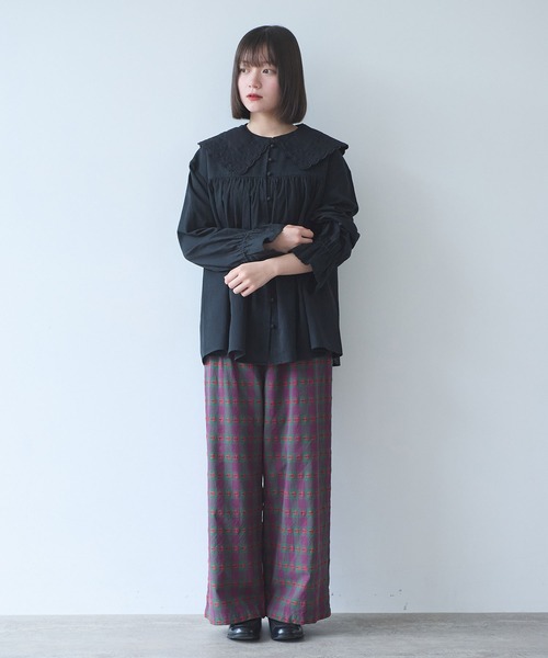 bulle de savon(ビュルデサボン)の「オリーブのキルティング衿 ブラウス(シャツ/ブラウス・レディース・ホワイト/ブラック・FREE)」の22枚目の写真