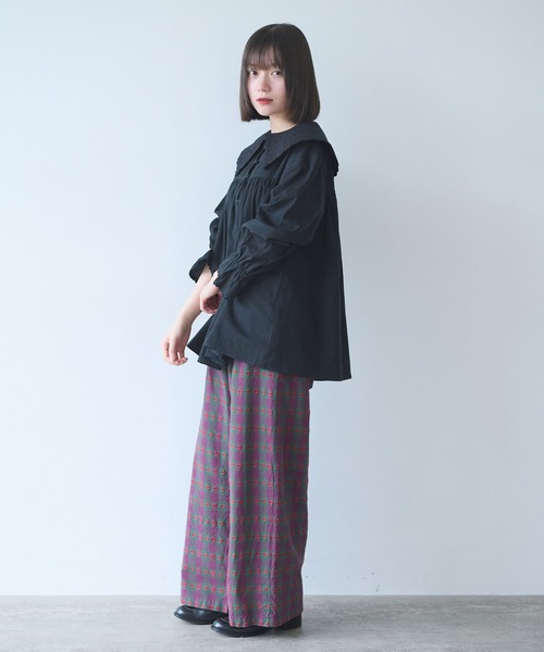 bulle de savon(ビュルデサボン)の「オリーブのキルティング衿 ブラウス(シャツ/ブラウス・レディース・ホワイト/ブラック/ブルーグレー・FREE)」の22枚目の写真