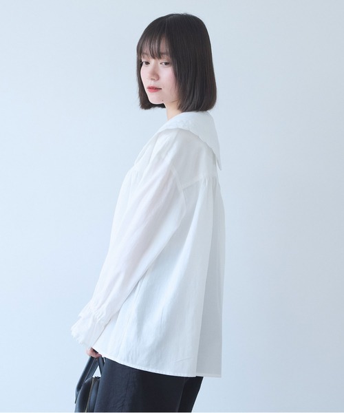 bulle de savon(ビュルデサボン)の「オリーブのキルティング衿 ブラウス(シャツ/ブラウス・レディース・ホワイト/ブラック・FREE)」の8枚目の写真
