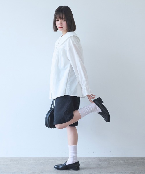 bulle de savon(ビュルデサボン)の「オリーブのキルティング衿 ブラウス(シャツ/ブラウス・レディース・ホワイト/ブラック・FREE)」の14枚目の写真