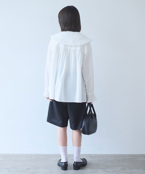 bulle de savon(ビュルデサボン)の「オリーブのキルティング衿 ブラウス(シャツ/ブラウス・レディース・ホワイト/ブラック・FREE)」の15枚目の写真
