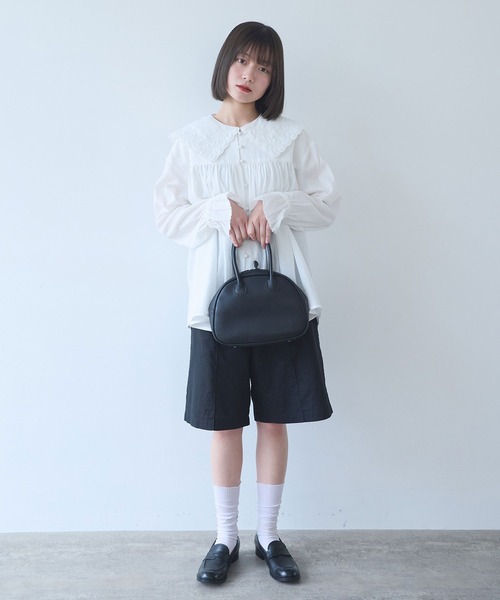 bulle de savon(ビュルデサボン)の「オリーブのキルティング衿 ブラウス(シャツ/ブラウス・レディース・ホワイト/ブラック・FREE)」の11枚目の写真