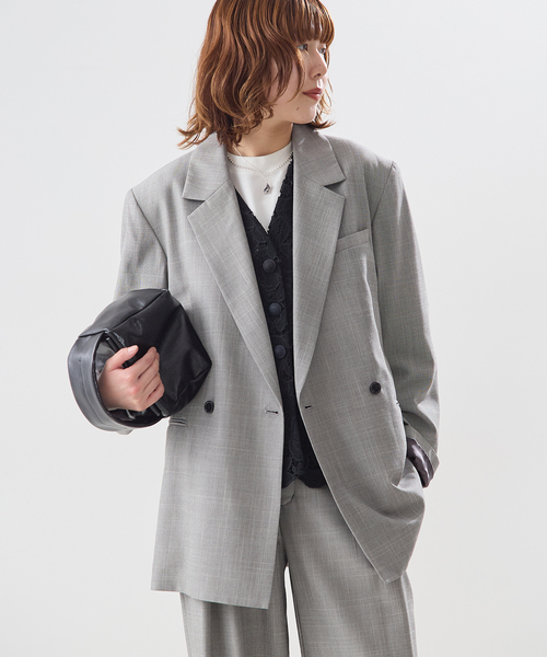 journal standard L'essage(ジャーナルスタンダードレサージュ)の「MOULI バックギャザージャケット(テーラードジャケット・レディース・ブラウン/チャコールグレー・FREE)」の6枚目の写真