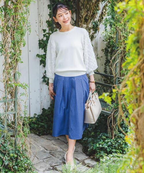 ITS'DEMO（イッツデモ）の「【手洗い可】立体チュールレース袖ニット（ニット/セーター・レディース・オフホワイト/パープル/ブラック/ベビーピンク・00）」の8枚目の写真