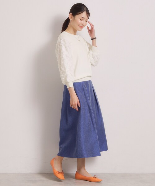 ITS'DEMO（イッツデモ）の「【手洗い可】立体チュールレース袖ニット（ニット/セーター・レディース・オフホワイト/パープル/ブラック/ベビーピンク・00）」の10枚目の写真