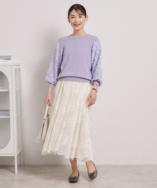 ITS'DEMO（イッツデモ）の「【手洗い可】立体チュールレース袖ニット（ニット/セーター・レディース・オフホワイト/パープル/ブラック/ベビーピンク・00）」の22枚目の写真