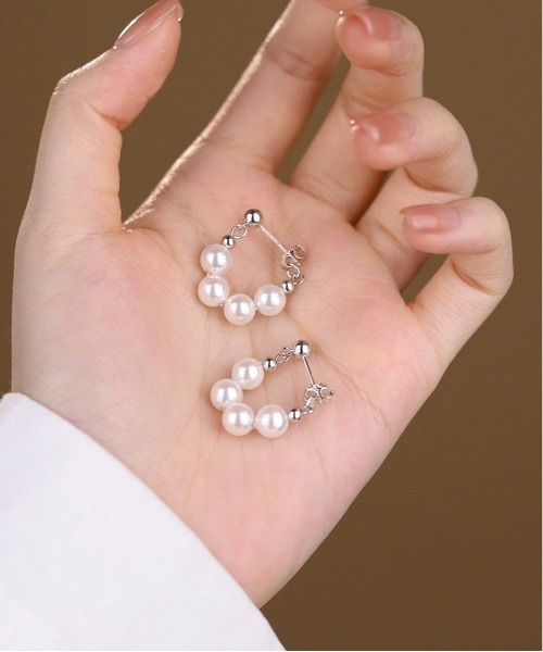 ピアス（両耳用） パール サークルピアス