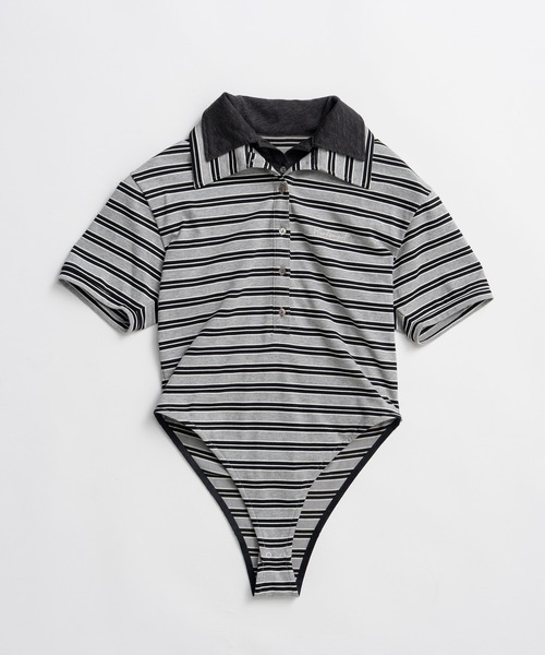 PRANK PROJECT(プランクプロジェクト)の「ダブルカラーポロボディスーツ / Double Collar Polo Bodysuit(Tシャツ/カットソー・レディース・ブラック/マルチ・FREE)」の20枚目の写真