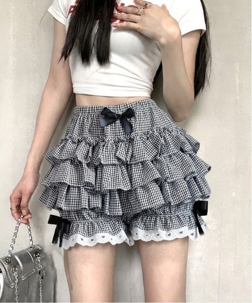 gossip！ロサンゼルス（ゴシップロサンゼルス）の「美シルエットフレア レトロチェック  ミニスカート 【 韓国風・Y2K 】（スカート・レディース・チェック・M/L）」の9枚目の写真