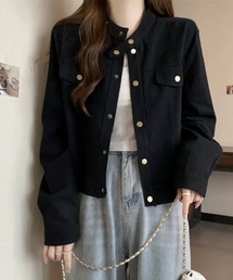 CELENA BEATS（セレナビーツ）の「ゴールドボタン スタンドカラー ミリタリー ライトジャケット（ミリタリージャケット）」