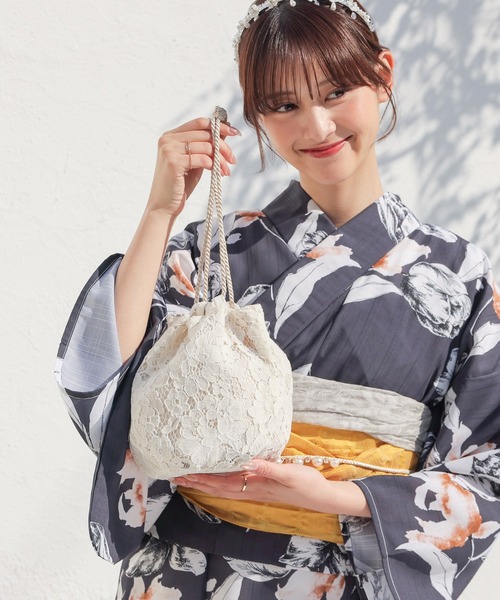 Honeys(ハニーズ)の「浴衣巾着(和装小物・レディース・アイボリー系1/サックスブルー系1/アイボリー・FREE)」の8枚目の写真