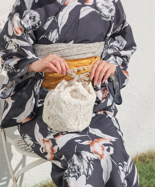 Honeys(ハニーズ)の「浴衣巾着(和装小物・レディース・アイボリー系1/サックスブルー系1/アイボリー・FREE)」の11枚目の写真