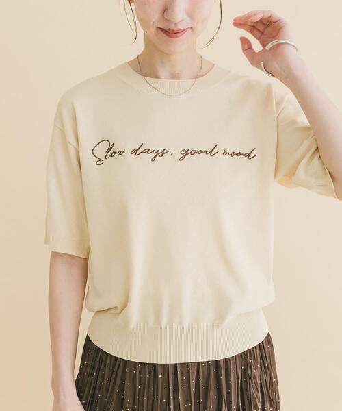 ITEMS URBANRESEARCH(アイテムズ アーバンリサーチ)の「半袖ロゴニット(ニット/セーター・レディース・ホワイト/ベージュ/ブラック・FREE)」の15枚目の写真