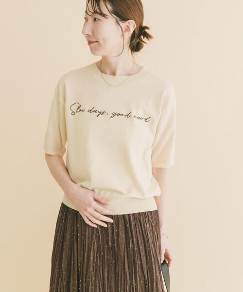 ITEMS URBANRESEARCH(アイテムズ アーバンリサーチ)の「半袖ロゴニット(ニット/セーター・レディース・ホワイト/ベージュ/ブラック・FREE)」の16枚目の写真