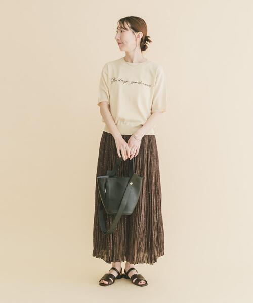ITEMS URBANRESEARCH(アイテムズ アーバンリサーチ)の「半袖ロゴニット(ニット/セーター・レディース・ホワイト/ベージュ/ブラック・FREE)」の17枚目の写真
