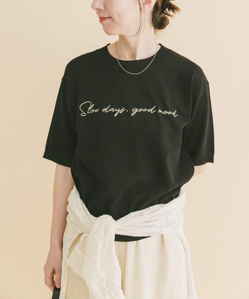 ITEMS URBANRESEARCH(アイテムズ アーバンリサーチ)の「半袖ロゴニット(ニット/セーター・レディース・ホワイト/ベージュ/ブラック・FREE)」の22枚目の写真