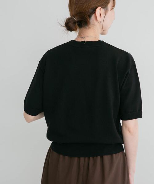 ITEMS URBANRESEARCH（アイテムズ アーバンリサーチ）の「半袖ロゴニット（ニット/セーター・レディース・ホワイト/ベージュ/ブラック・FREE）」の12枚目の写真