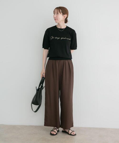 ITEMS URBANRESEARCH（アイテムズ アーバンリサーチ）の「半袖ロゴニット（ニット/セーター・レディース・ホワイト/ベージュ/ブラック・FREE）」の14枚目の写真