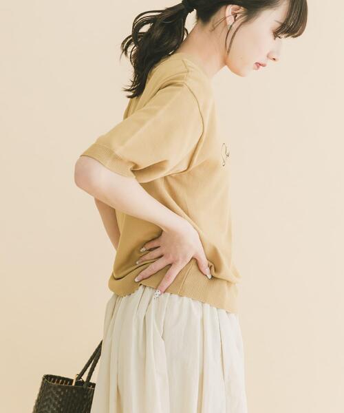 ITEMS URBANRESEARCH(アイテムズ アーバンリサーチ)の「半袖ロゴニット(ニット/セーター・レディース・ホワイト/ベージュ/ブラック・FREE)」の5枚目の写真