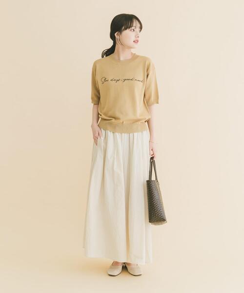 ITEMS URBANRESEARCH(アイテムズ アーバンリサーチ)の「半袖ロゴニット(ニット/セーター・レディース・ホワイト/ベージュ/ブラック・FREE)」の7枚目の写真
