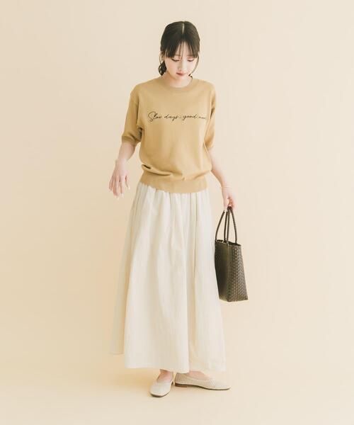 ITEMS URBANRESEARCH(アイテムズ アーバンリサーチ)の「半袖ロゴニット(ニット/セーター・レディース・ホワイト/ベージュ/ブラック・FREE)」の8枚目の写真