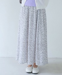26SS/小花柄フレアロングスカート