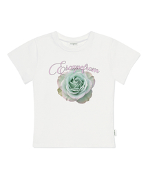 ミントリアルローズプリントスリムフィット半袖Tシャツアイボリー