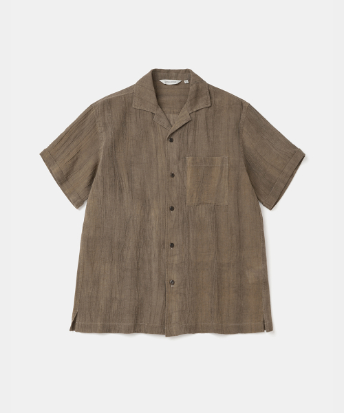 UNIFORM BRIDGE(ユニフォームブリッジ)の「vintage linen s/s shirt brown(シャツ/ブラウス・メンズ・その他・MEDIUM/LARGE/X-LARGE/XX-LARGE)」の1枚目の写真